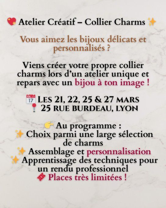 Atelier créatif - réalisation d'un Collier à Charms